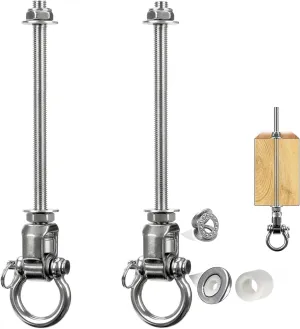2 Heavy Duty Stainless Steel Swing Hangers with Bearings,Quiet and Smooth Swivel Hooks for Wood and Steel Beam, Ideal for Hanging Hammocks, Yoga Swings, Porch Swing, Sandbag 1500 LB Capacity