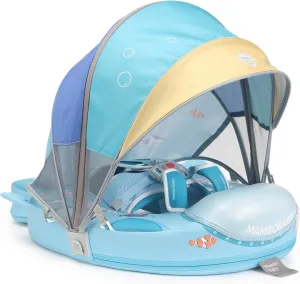 2025 Mambobaby Float with Canopy, Non Inflatable Solid Baby Swim Float, Upgrade Soft Skin-Friendly Fabric Material Infant Pool Float, Smart Swim Trainer for Infant Toddler 3-24 Months