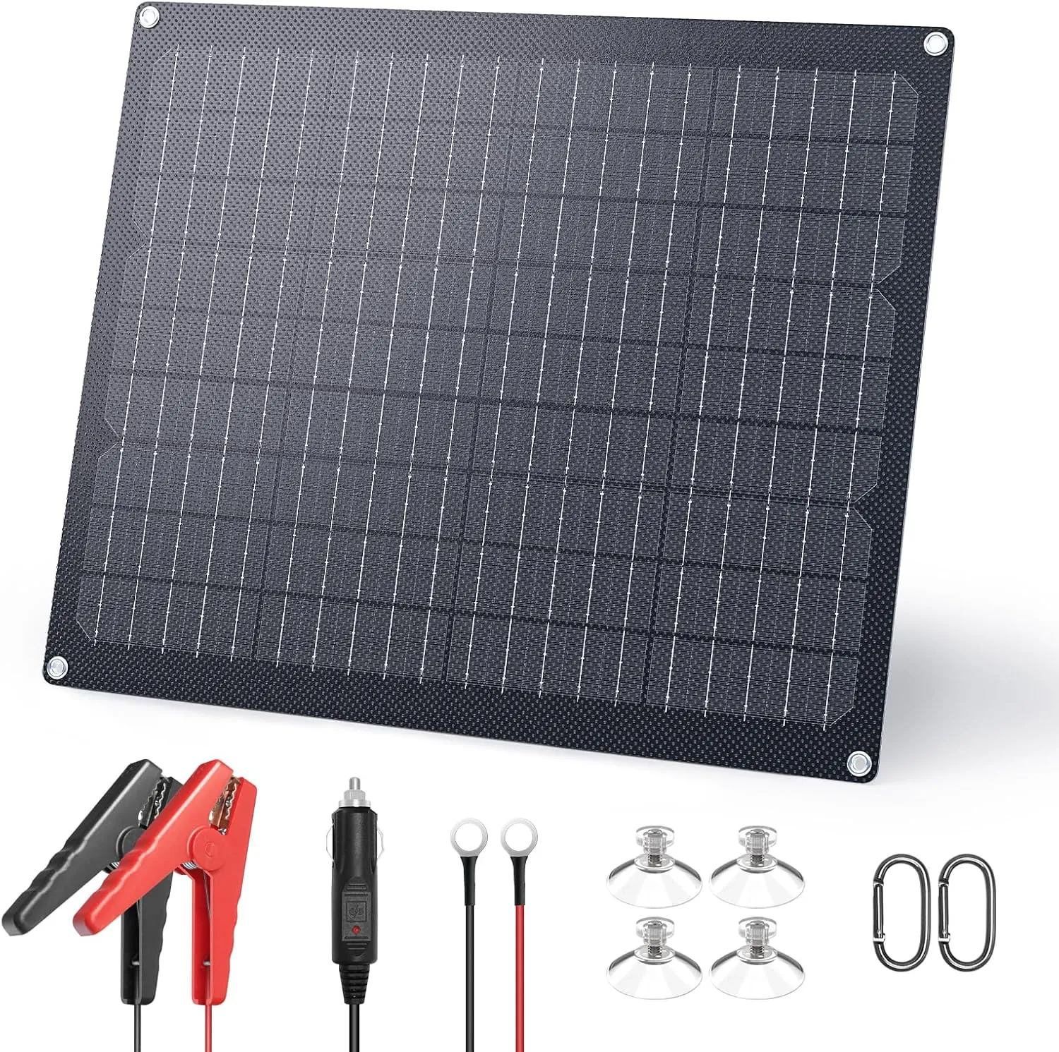 20W 12V Solar Battery Charger,Solar Battery Maintainer Trickle Charger with Built-in Intelligent Charge Controller,IP68 Waterproof for Car Boat Marine RV Trailer(1 PCS)
