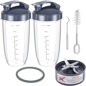 32oz Blender Cups Compatible with nutribullet Blender Cups Replacement NutriBullet 600w/900w Blender, 32oz Blender Cups with Flip-Top Lid and Blade for NutriBullet 600w/900w Blender Replacement Parts