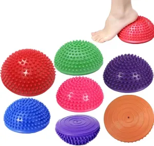 6 Pack Hedgehog Balance Pods Stability Balance Trainer Dots with Needle Pump Half Spiky Fitness Ball Domes for Kids Adults Stability Training, Physical Therapy, Core Strength Gymnastics Home Exercise