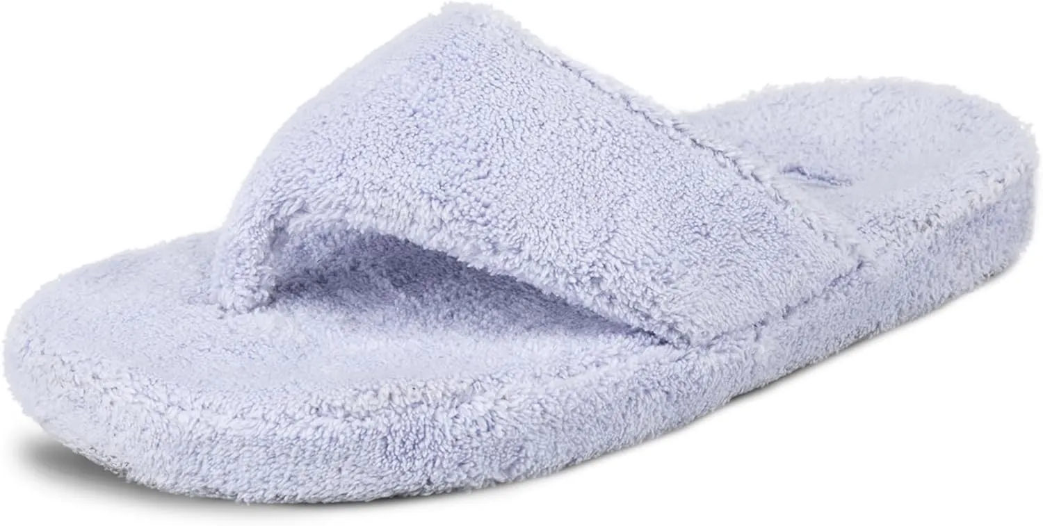 Acorn Women's Spa Thong Slippers with Cloud Contour Comfort - Arch Support and Plush Fluffy Terry Lining, Perfect for Beach, Camping, Poolside, or Bathroom Wear