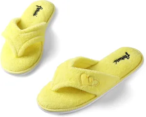 Aerusi's Elegant Thong Flip Flop Style Plush Spa Bath Slippers for Ladies