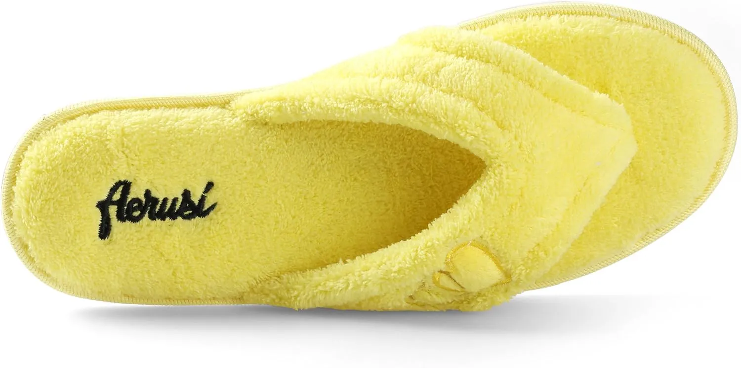 Aerusi's Elegant Thong Flip Flop Style Plush Spa Bath Slippers for Ladies