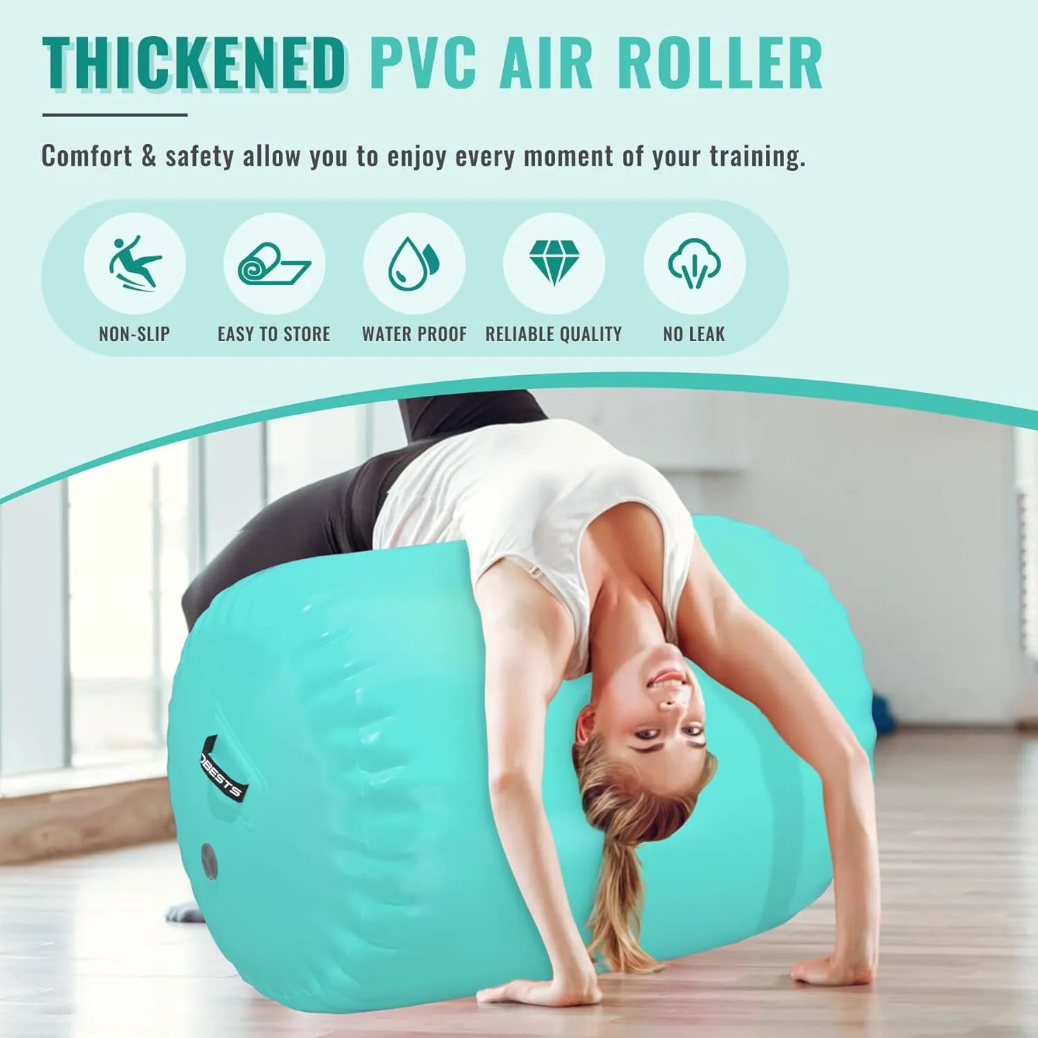 Air Roller Gymnastics Barrel Back Handspring Trainer Tumbling Barrel Yoga Barrel Mat with Electric Air Pump