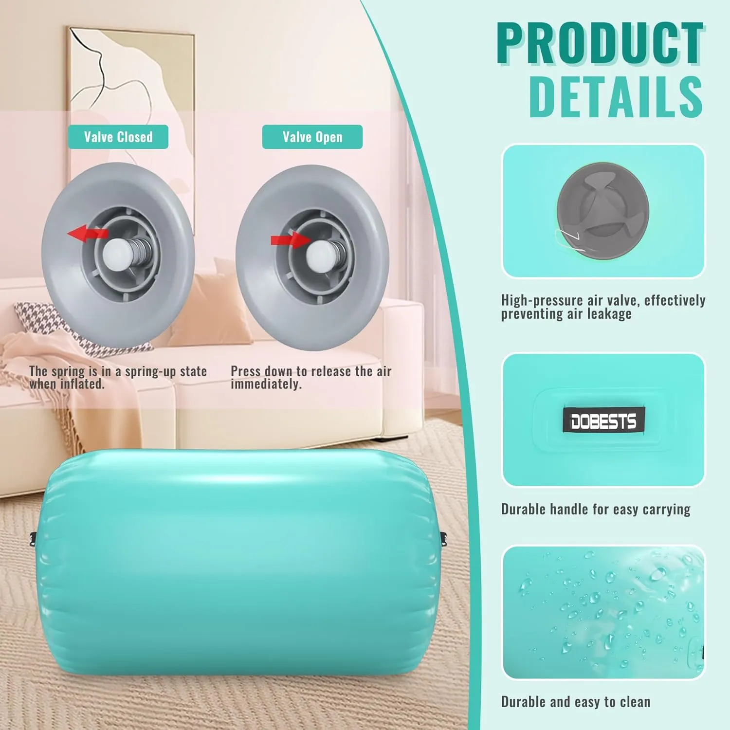 Air Roller Gymnastics Barrel Back Handspring Trainer Tumbling Barrel Yoga Barrel Mat with Electric Air Pump