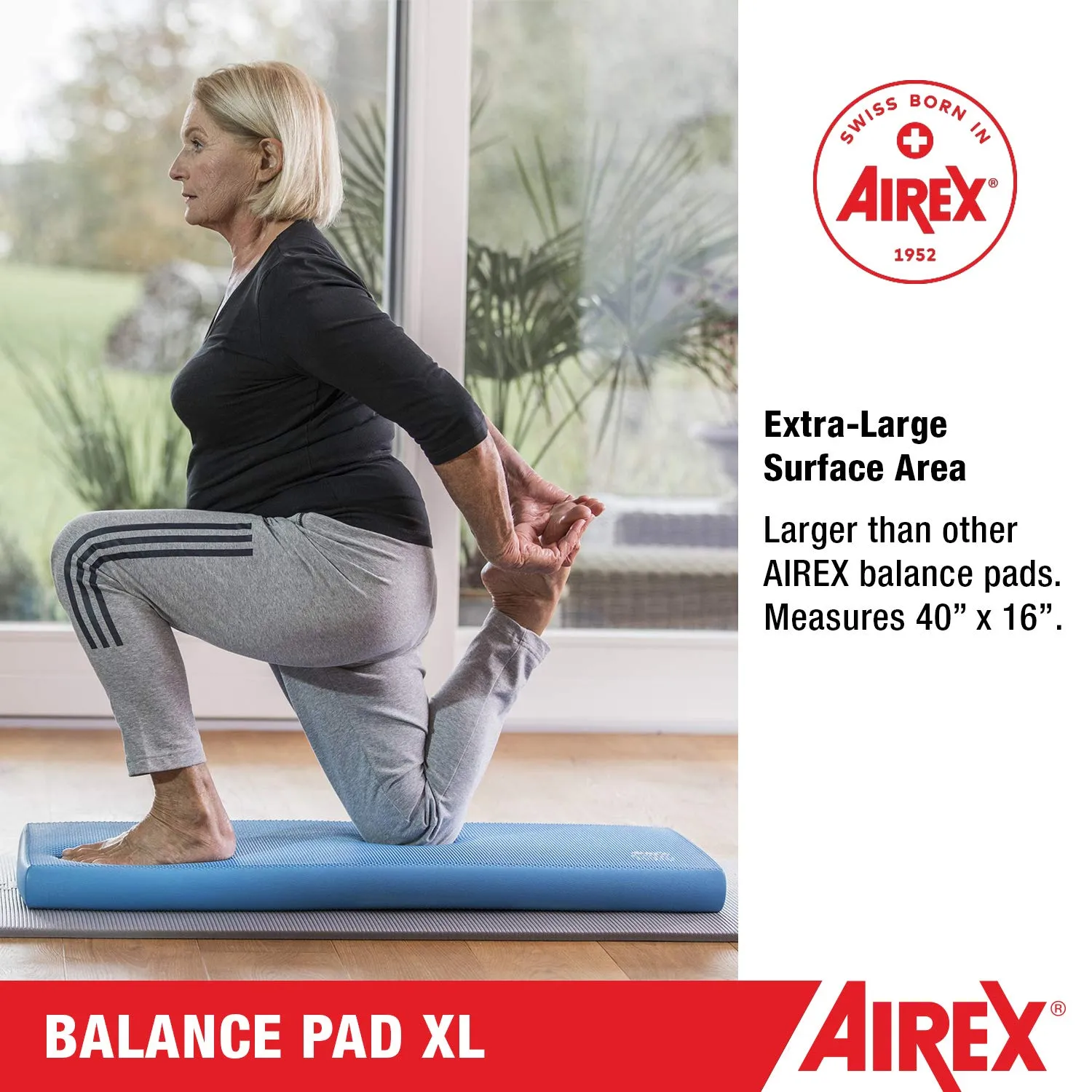 Airex Balance Pad Foam Board Stability Cushion Exercise Trainer for Balance, Stretching, Physical Therapy, Mobility, Rehabilitation and Core Strength Training 16 x 40 x 2.5, Blue