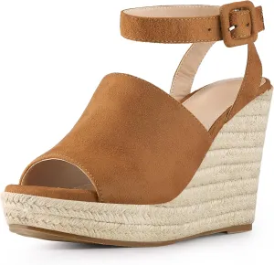 Allegra K Women's Espadrille Platform Slingback Wedges Heels Sandals