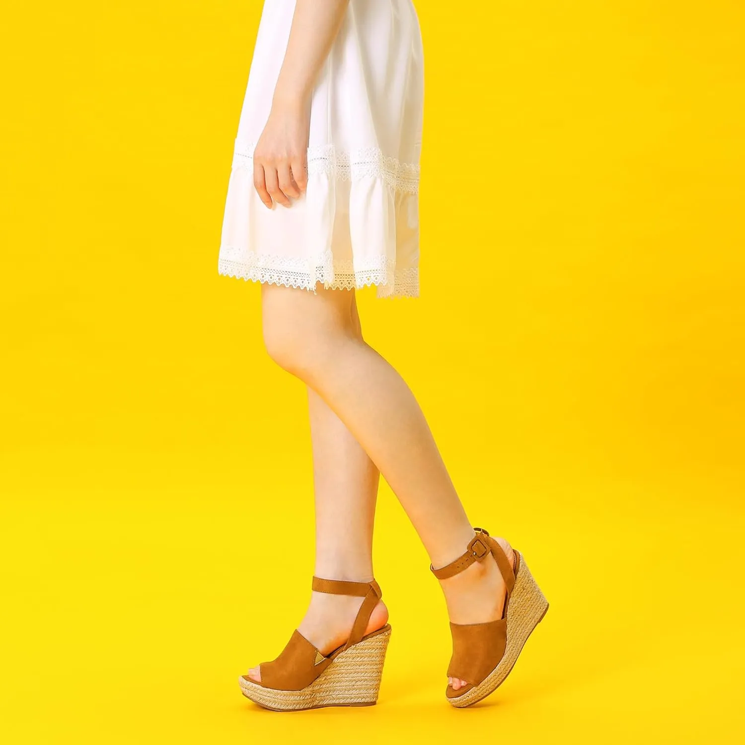 Allegra K Women's Espadrille Platform Slingback Wedges Heels Sandals