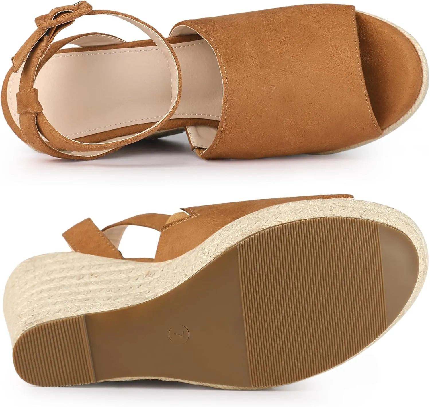 Allegra K Women's Espadrille Platform Slingback Wedges Heels Sandals