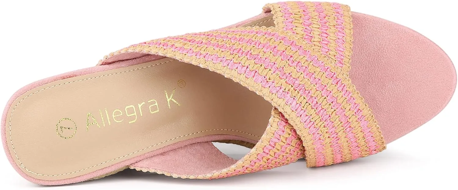 Allegra K Women's Espadrilles Wedges Slide Wedge Sandals