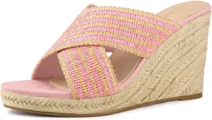 Allegra K Women's Espadrilles Wedges Slide Wedge Sandals