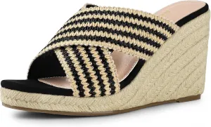 Allegra K Women's Espadrilles Wedges Slide Wedge Sandals