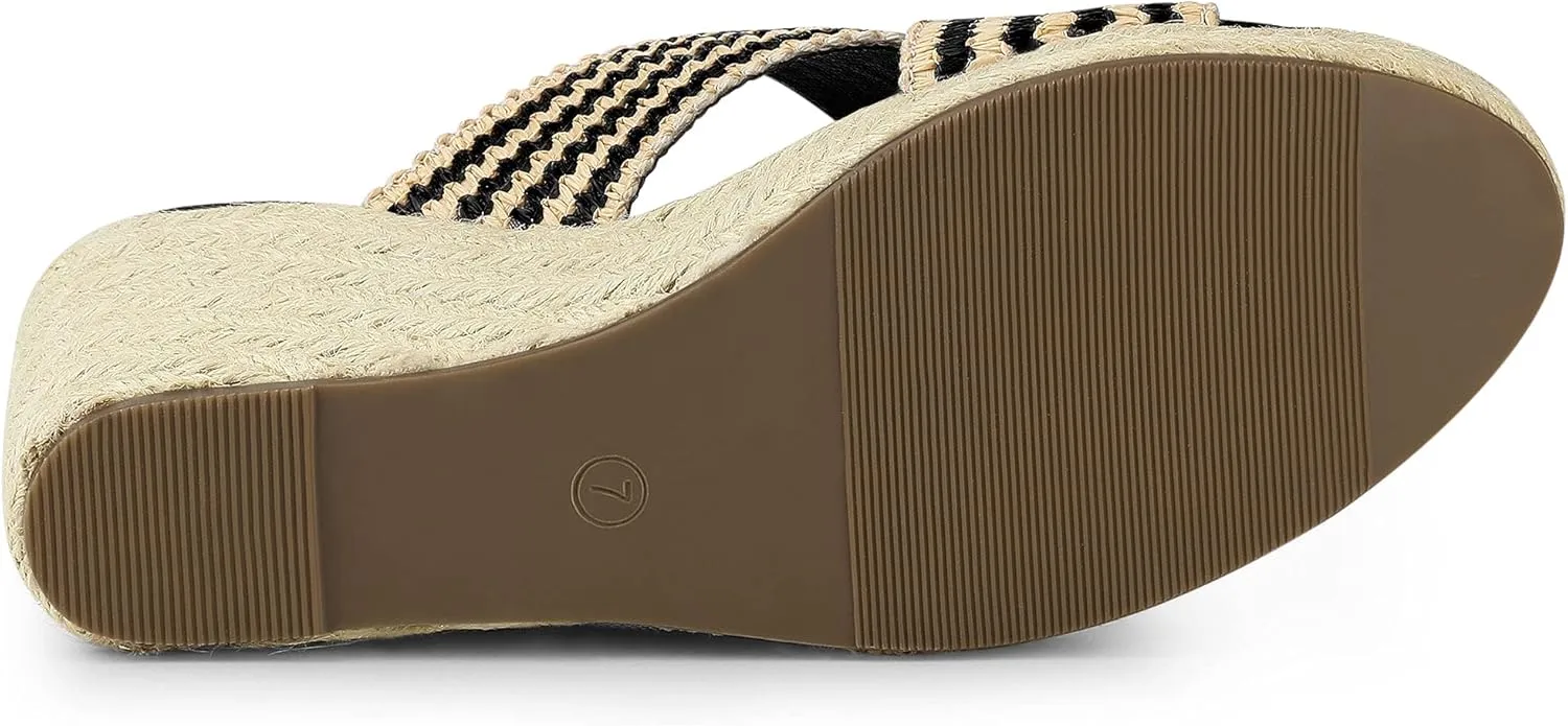 Allegra K Women's Espadrilles Wedges Slide Wedge Sandals