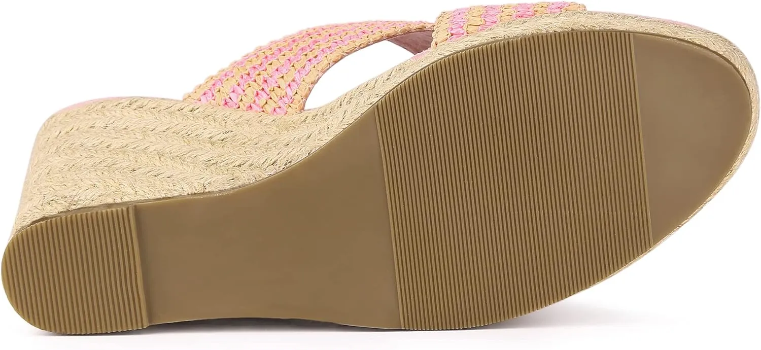 Allegra K Women's Espadrilles Wedges Slide Wedge Sandals