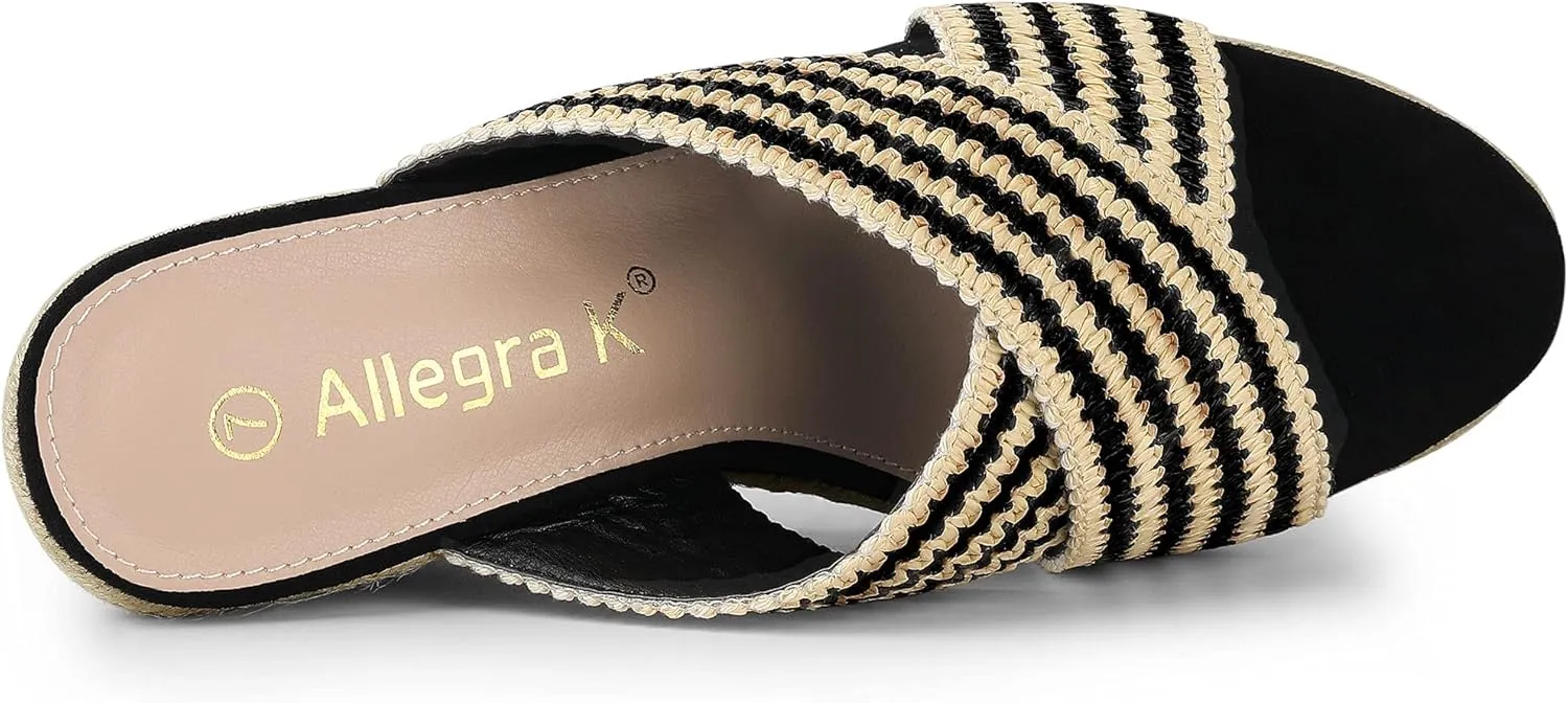 Allegra K Women's Espadrilles Wedges Slide Wedge Sandals