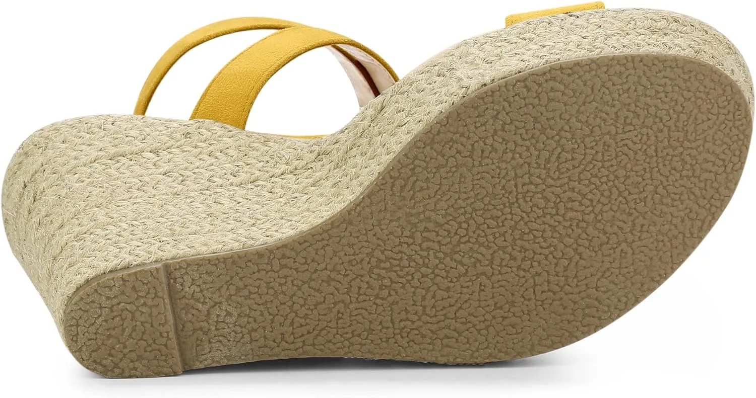 Allegra K Women's Slingback Crisscross Espadrille Wedges Heel Sandals