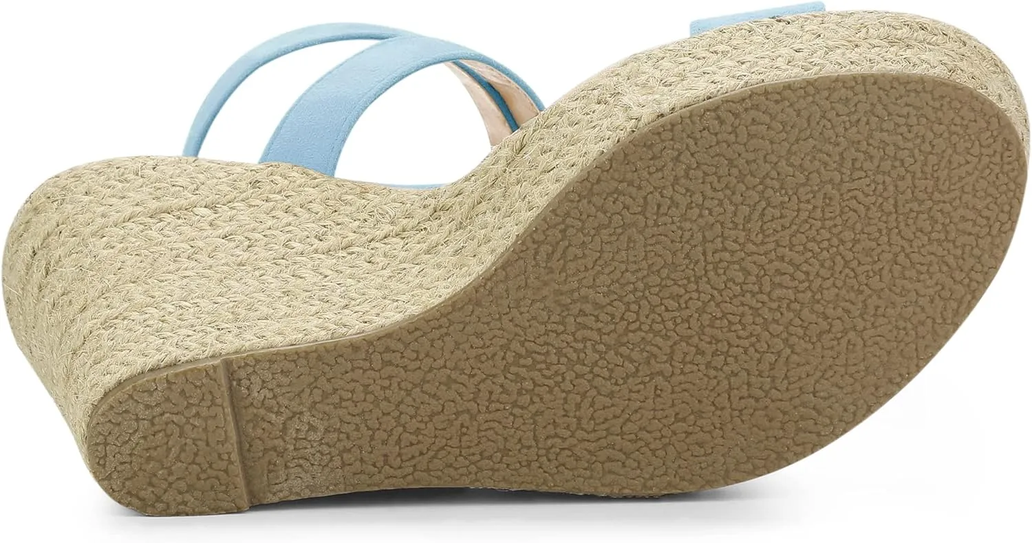 Allegra K Women's Slingback Crisscross Espadrille Wedges Heel Sandals