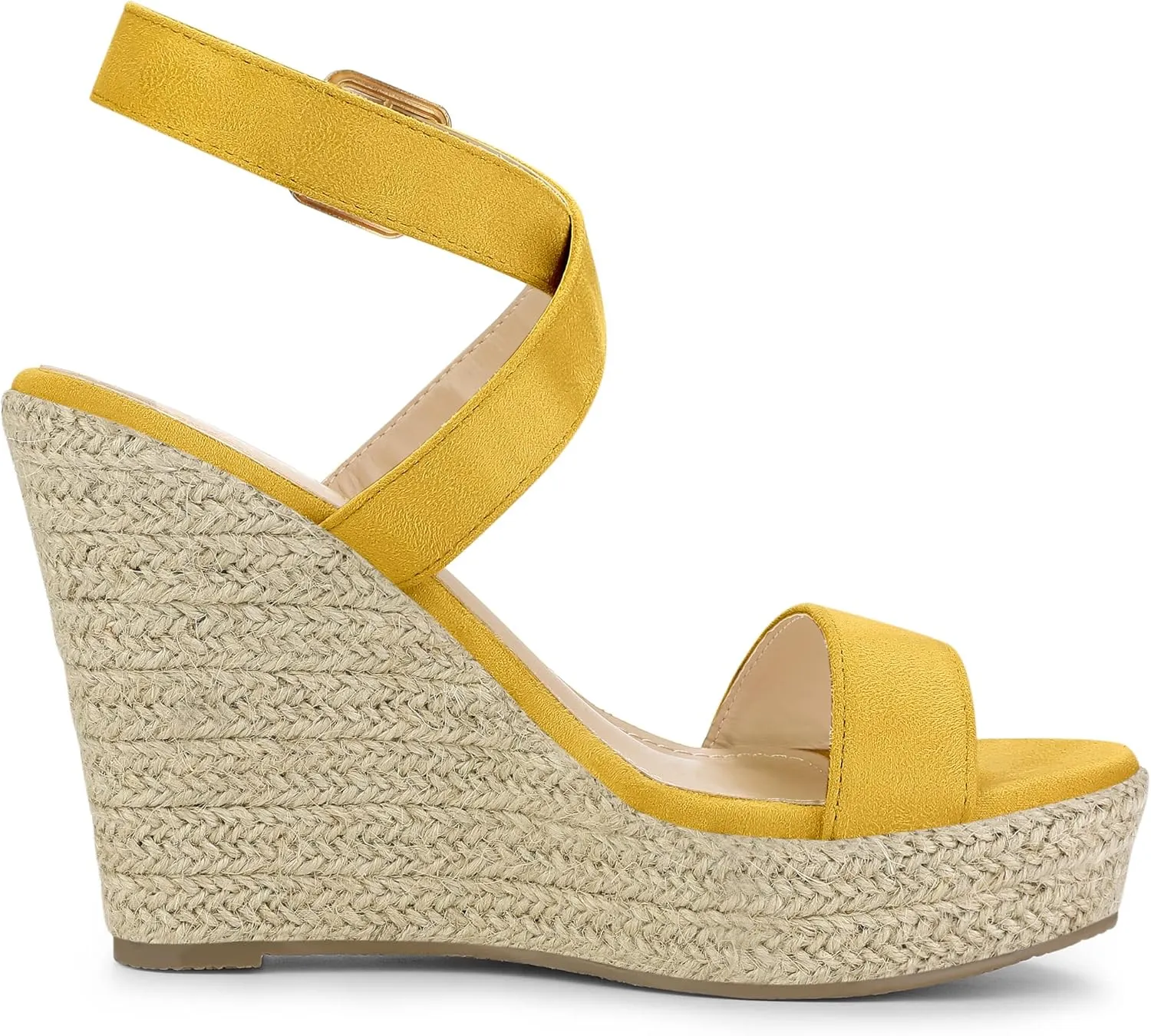 Allegra K Women's Slingback Crisscross Espadrille Wedges Heel Sandals