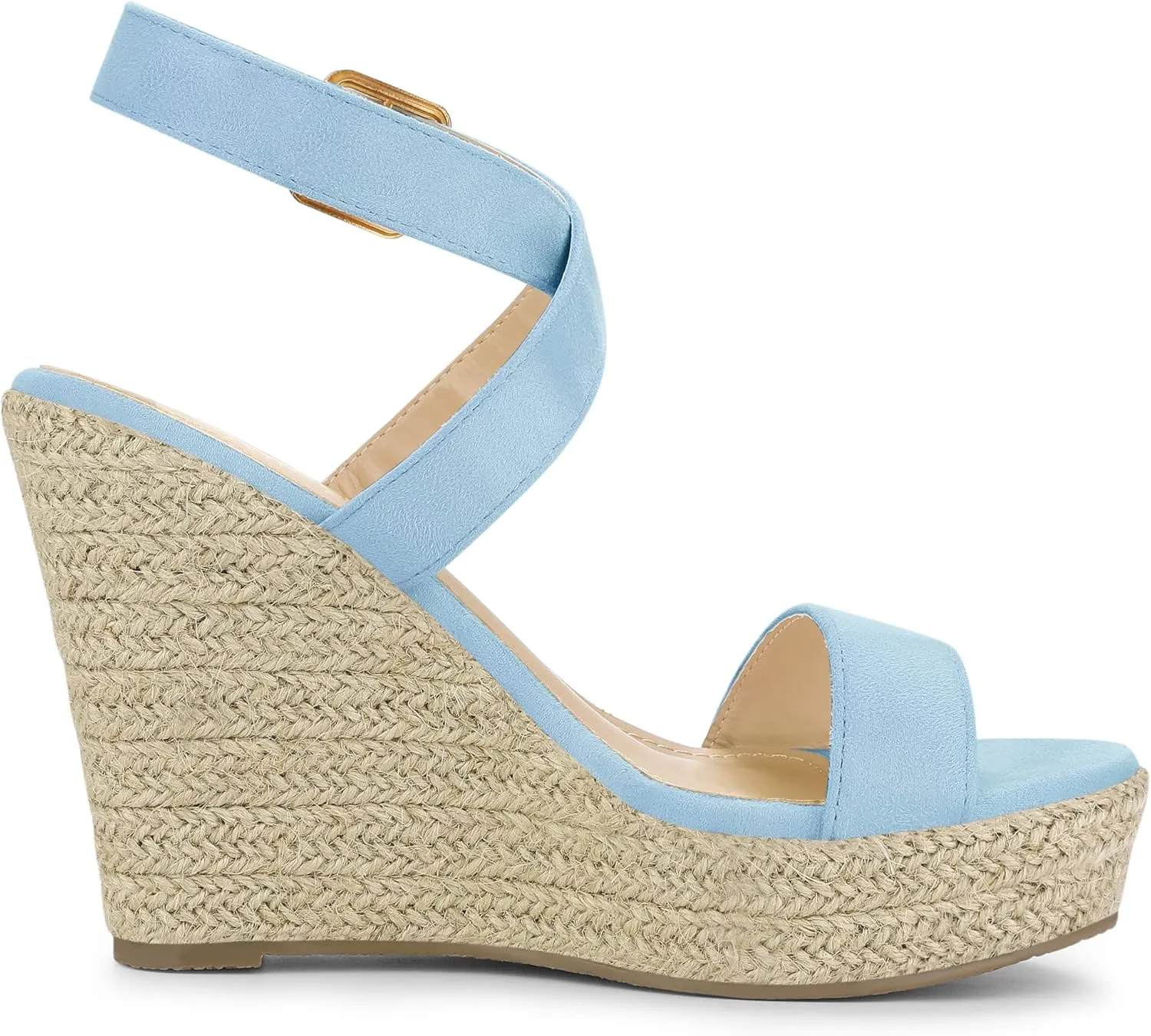 Allegra K Women's Slingback Crisscross Espadrille Wedges Heel Sandals