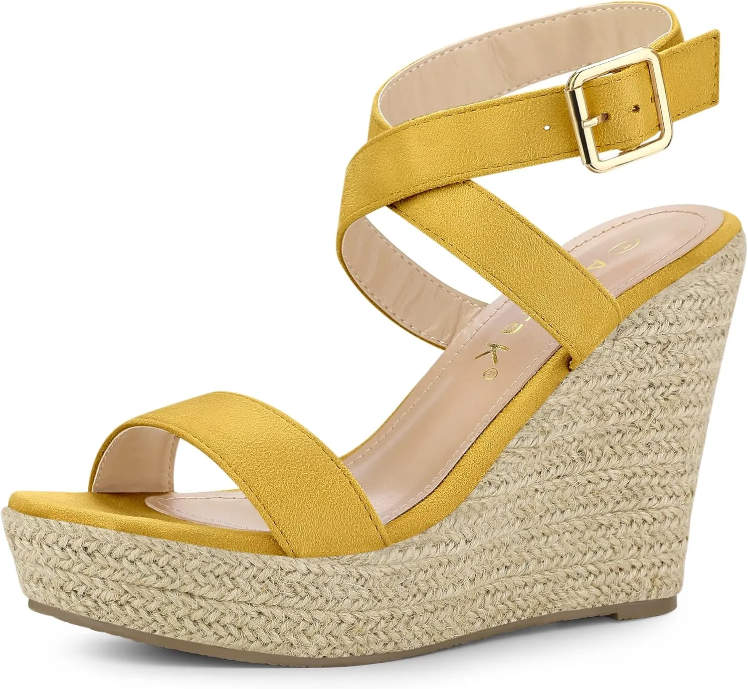 Allegra K Women's Slingback Crisscross Espadrille Wedges Heel Sandals