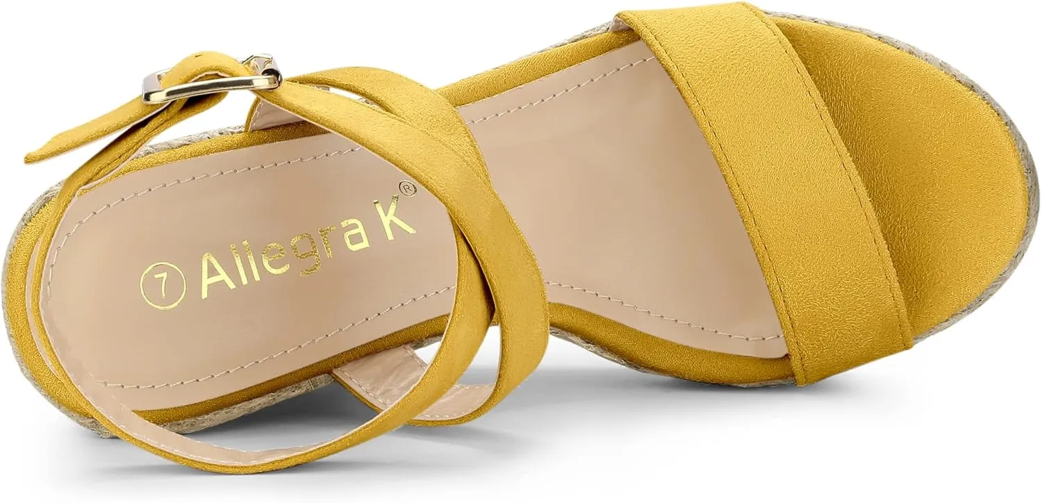 Allegra K Women's Slingback Crisscross Espadrille Wedges Heel Sandals