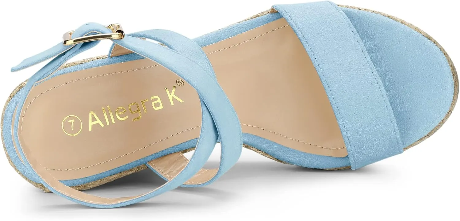 Allegra K Women's Slingback Crisscross Espadrille Wedges Heel Sandals