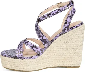 Allegra K Women's Snake Print Strappy Espadrilles Wedge Heel Platform Sandals