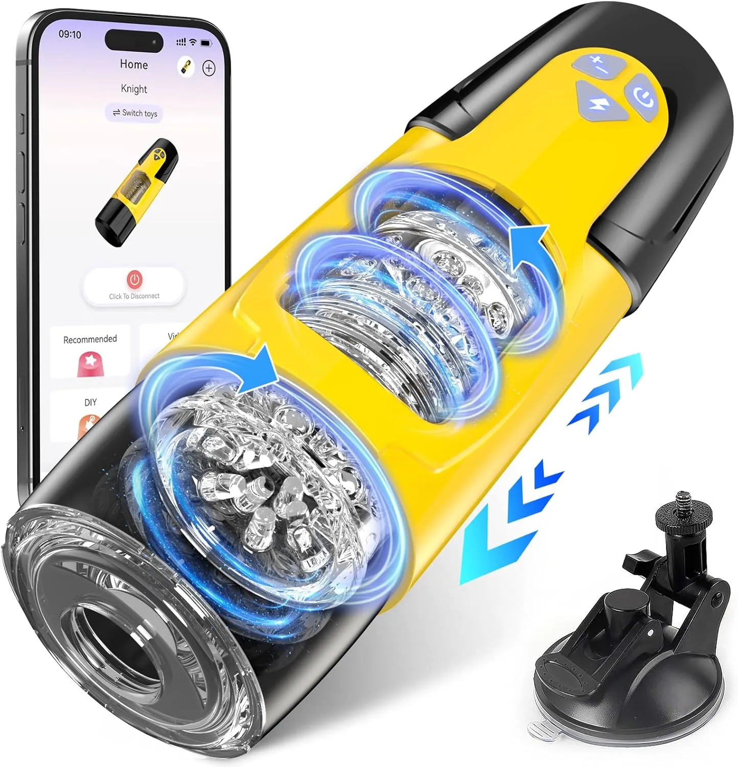 Cafatop Sex Toys for Men Male Masturbator - Automatic Masturbators Cup with 7 Thrusting &Rotating Modes for Penis Stimulation, Electric Pocket Pussy Stroker, Adult Sex Toy with Suction Base