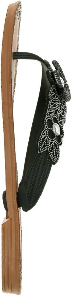 Capelli New York Flowers with Pearl Trim Ladies Flip Flop
