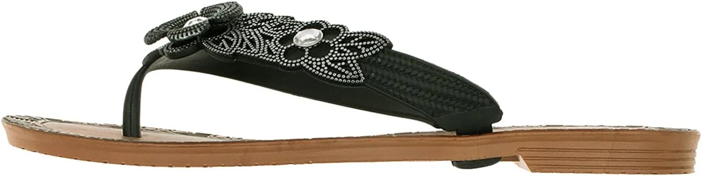 Capelli New York Flowers with Pearl Trim Ladies Flip Flop