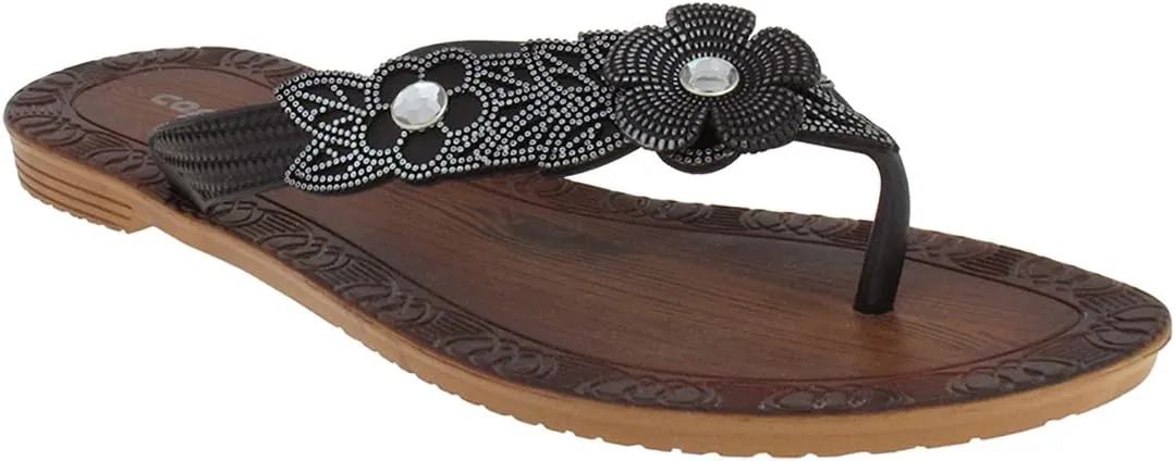 Capelli New York Flowers with Pearl Trim Ladies Flip Flop