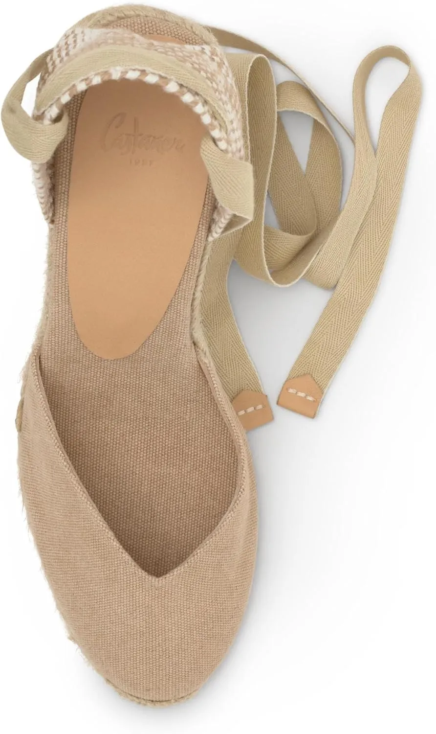 Castañer Women's Espadrille Heel Chiara Ecru Embossed in RASE with Bow Closure and Height of 11 cm | Size 39