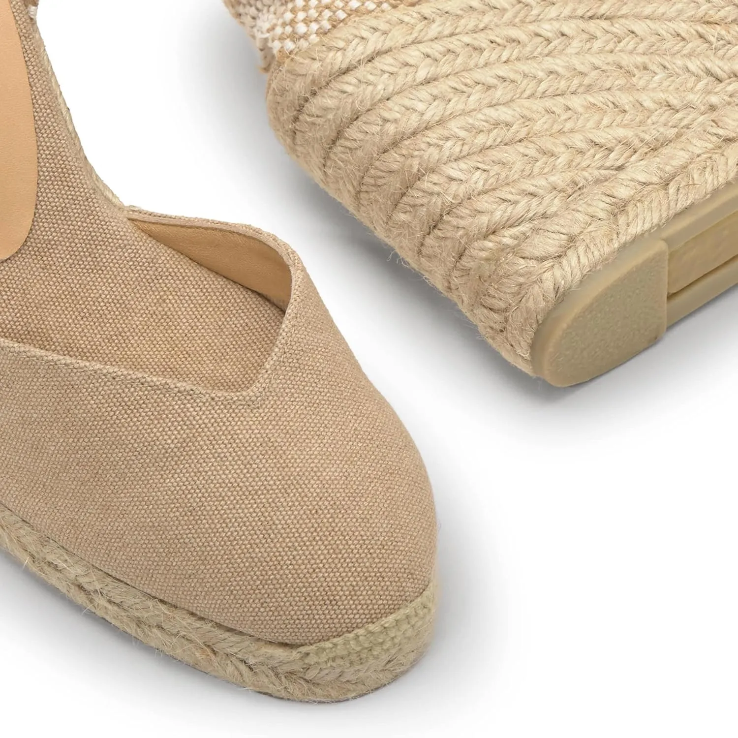 Castañer Women's Espadrille Heel Chiara Ecru Embossed in RASE with Bow Closure and Height of 11 cm | Size 39