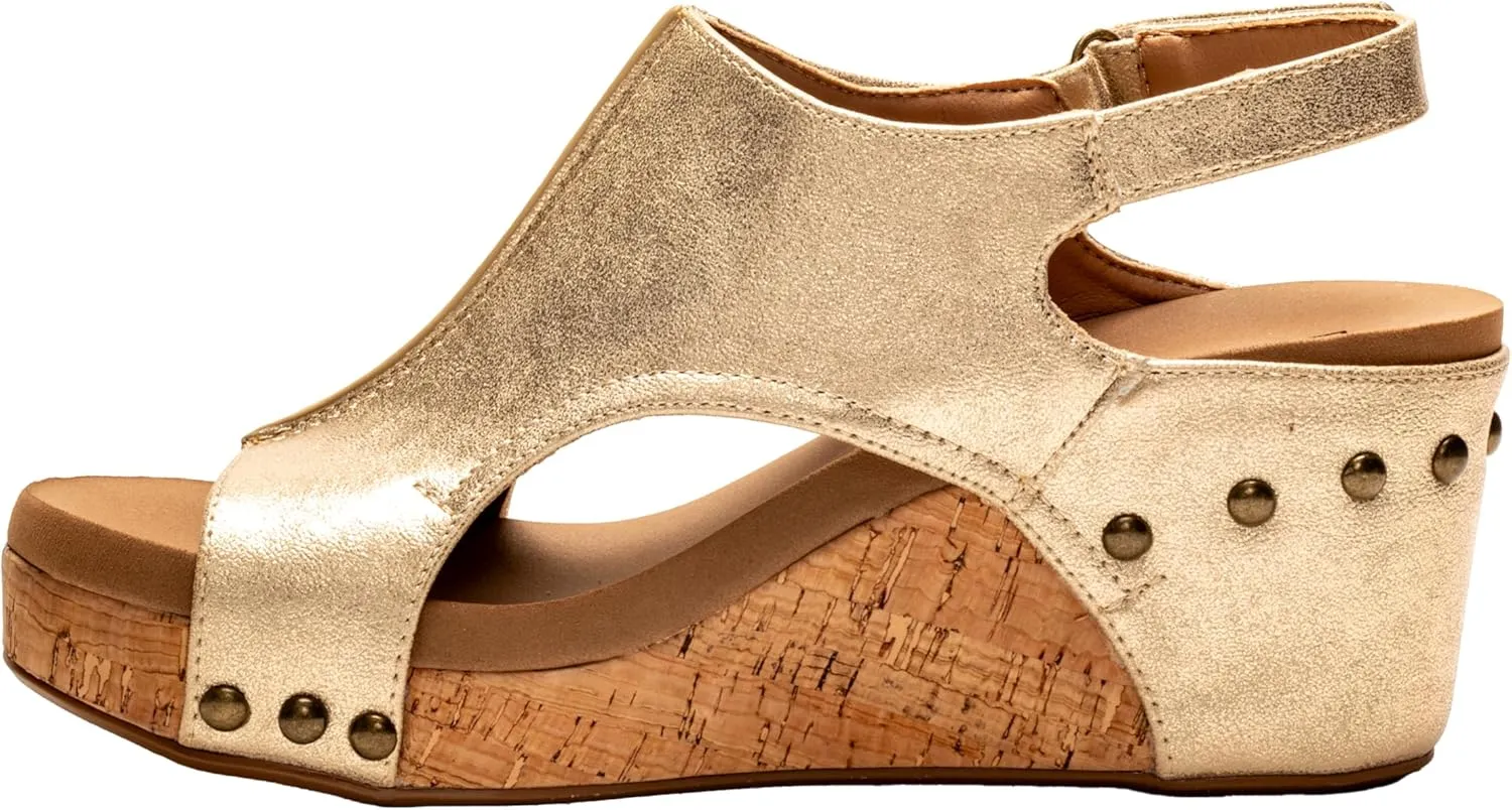 Corkys Footwear Womens Carley Wedges, Featuring Corkys EVA Foam Cushioned Insoles, A 2.5 Inch Heel, Lightweight For All Day Wear, And Hook And Loop Closure