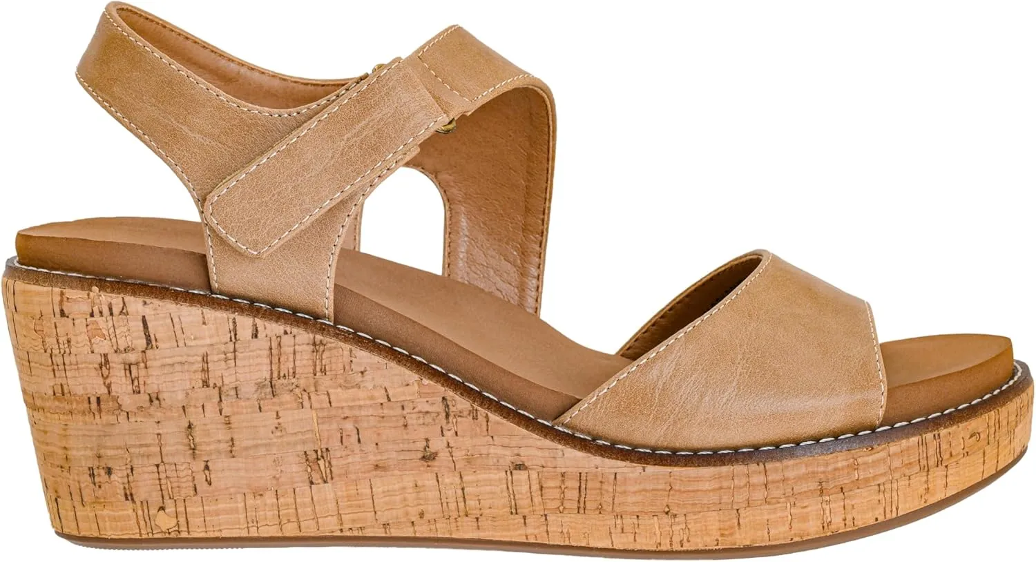Corkys Footwear Women's Five Oclock Somewhere 2.5-Inch Wedge - Timeless Toe Strap, Hook And Loop Strap Ankle Closure, And Cushioned EVA Insoles For All-Day Comfort