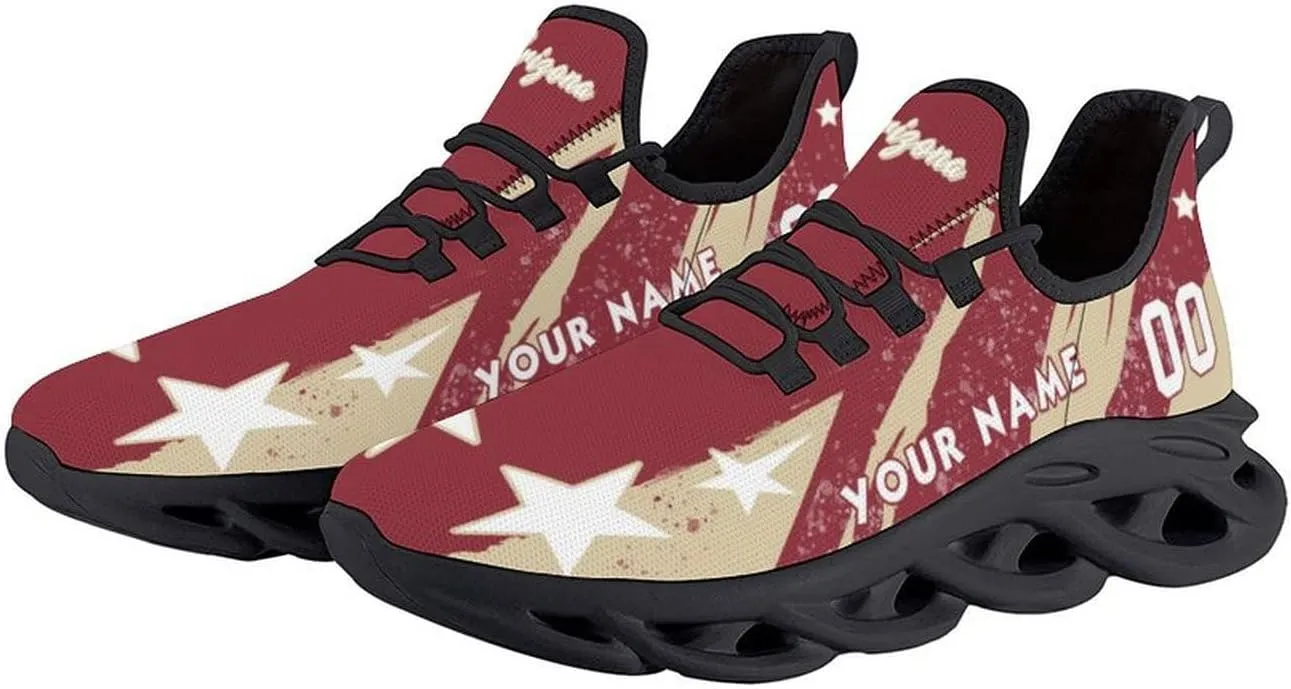 Custom Men's Sneakers Hockey Name & Number Breathable Fan Gift for Men Women Athletic Gym Slip-on Shoes Personalized White Black