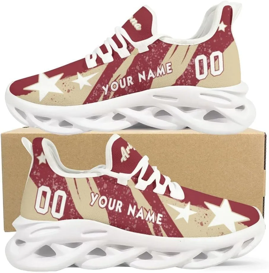 Custom Men's Sneakers Hockey Name & Number Breathable Fan Gift for Men Women Athletic Gym Slip-on Shoes Personalized White Black
