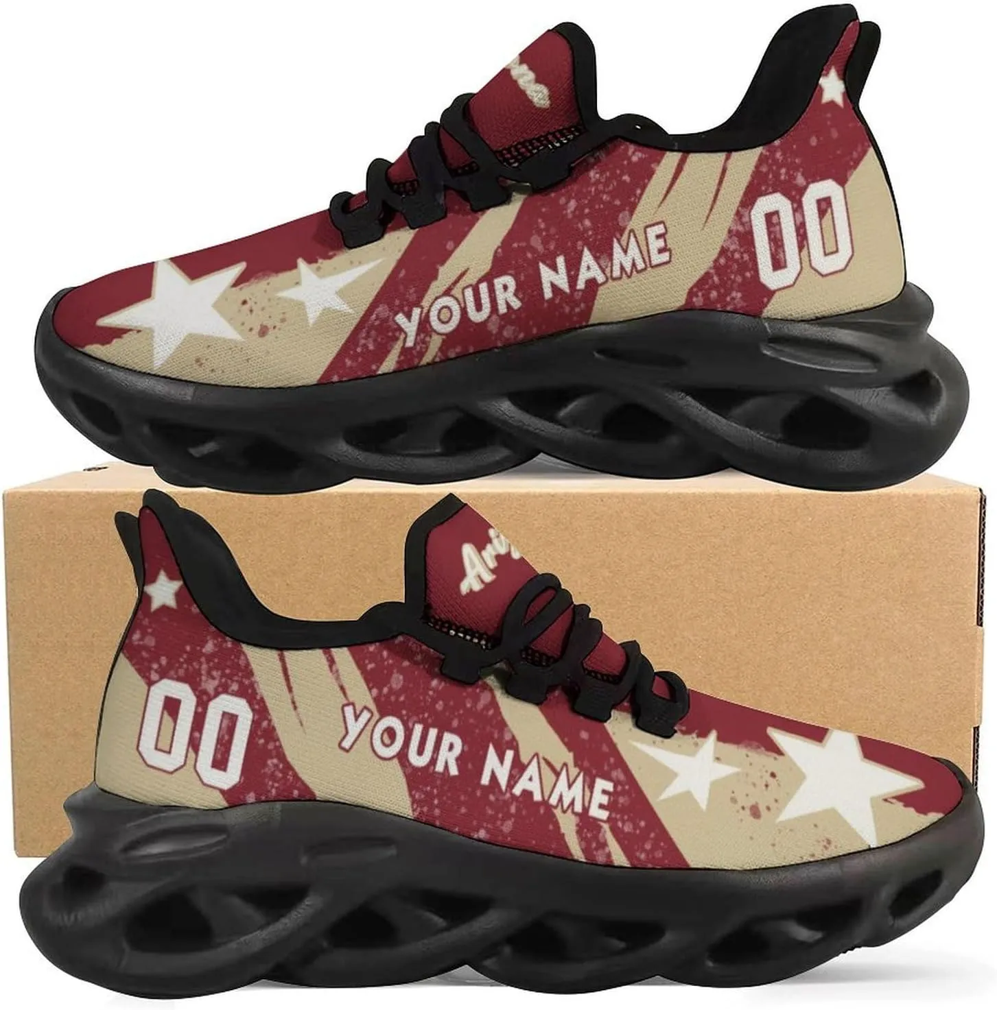 Custom Men's Sneakers Hockey Name & Number Breathable Fan Gift for Men Women Athletic Gym Slip-on Shoes Personalized White Black