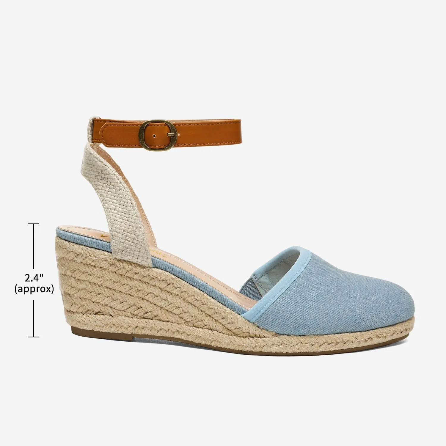 DREAM PAIRS Women's Ankle Strap Closed Toe Espadrille Wedge Heels Sandals