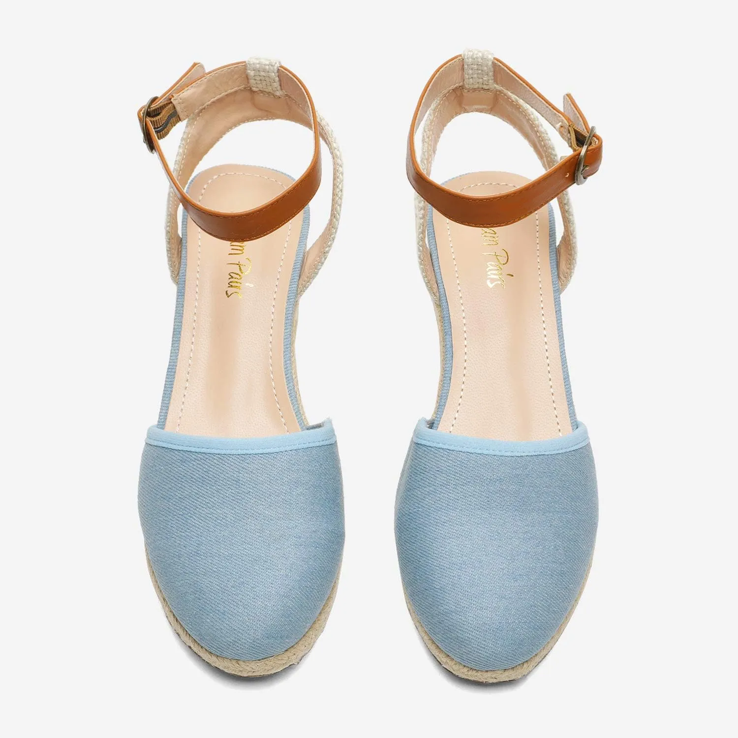 DREAM PAIRS Women's Ankle Strap Closed Toe Espadrille Wedge Heels Sandals