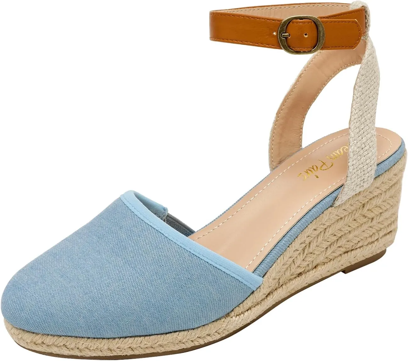 DREAM PAIRS Women's Ankle Strap Closed Toe Espadrille Wedge Heels Sandals