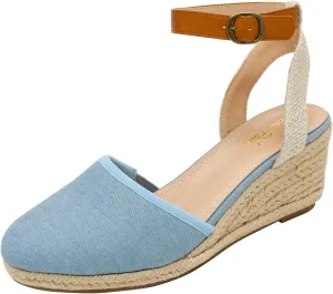 DREAM PAIRS Women's Ankle Strap Closed Toe Espadrille Wedge Heels Sandals