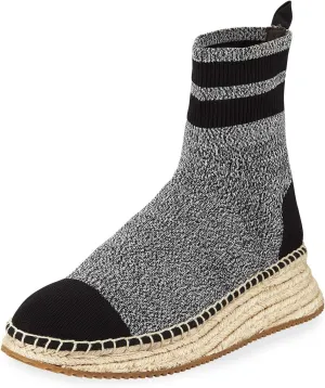 Dylan Knit Wedge Espadrille Sneakers 37.5 Black/Grey