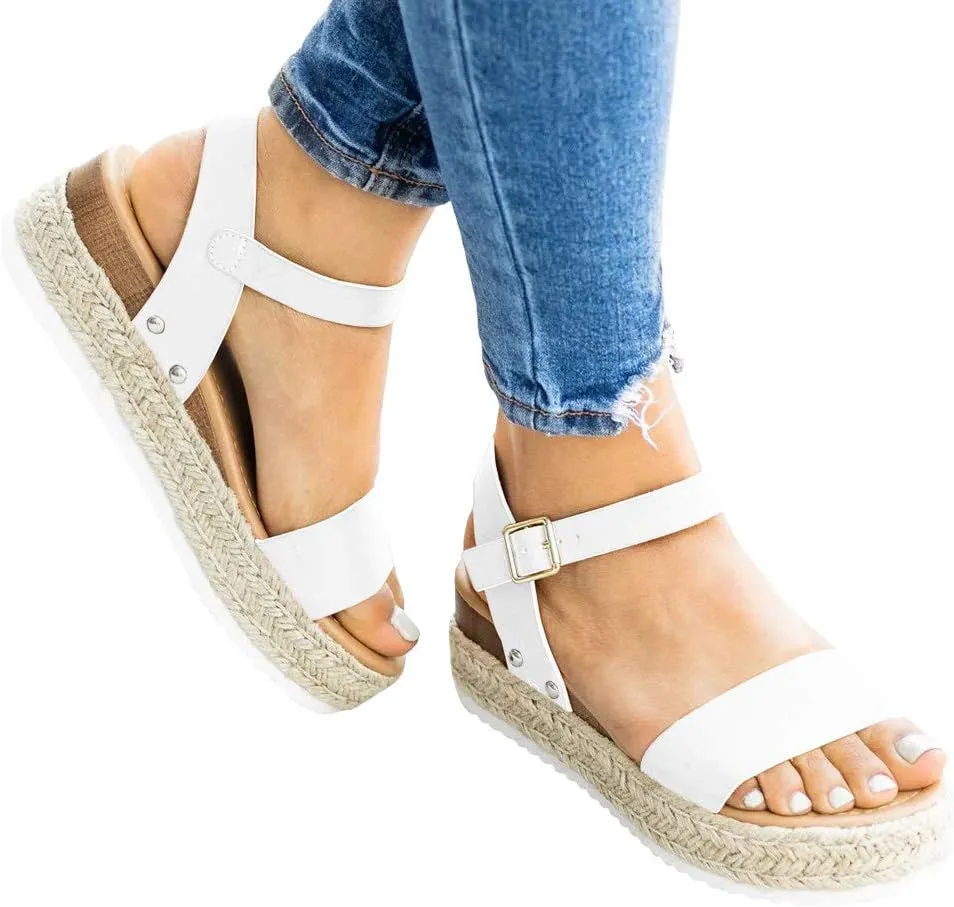 Ecolley Summer Sandals for Women Comfortable Fashion 2019 Espadrille Platform Size 39 EU