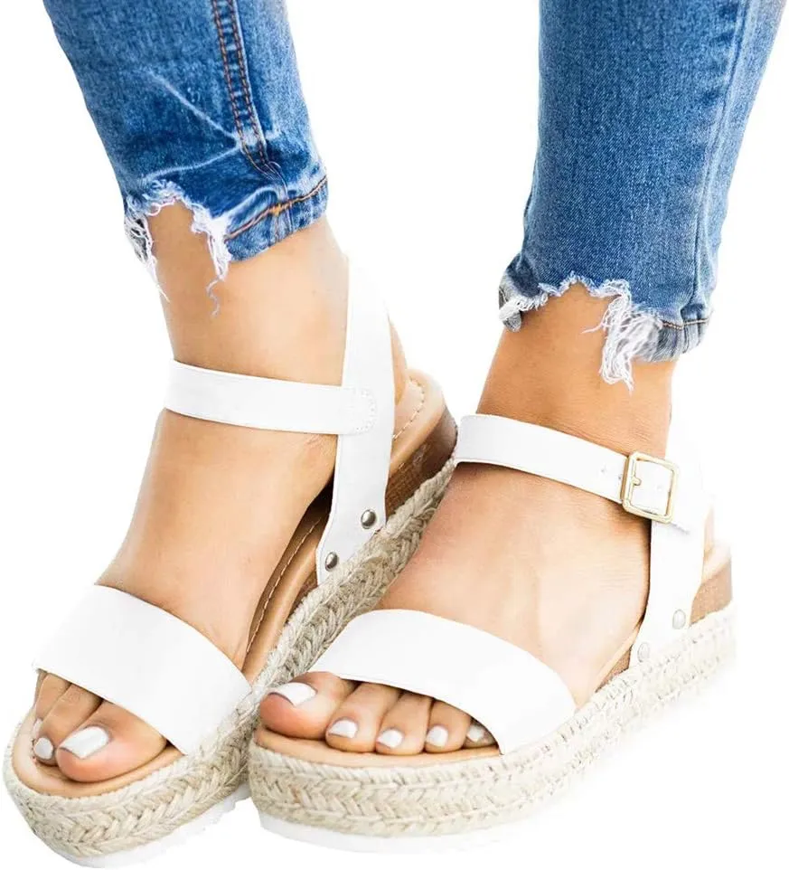 Ecolley Summer Sandals for Women Comfortable Fashion 2019 Espadrille Platform Size 39 EU