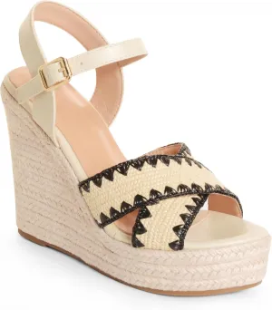 Espadrille Wedge Sandals for Women, Women's Platform Wedge Heels, High Heel Summer Wedges for Women with Breathable Knitted Textile Upper Open Toe Ankle Strap