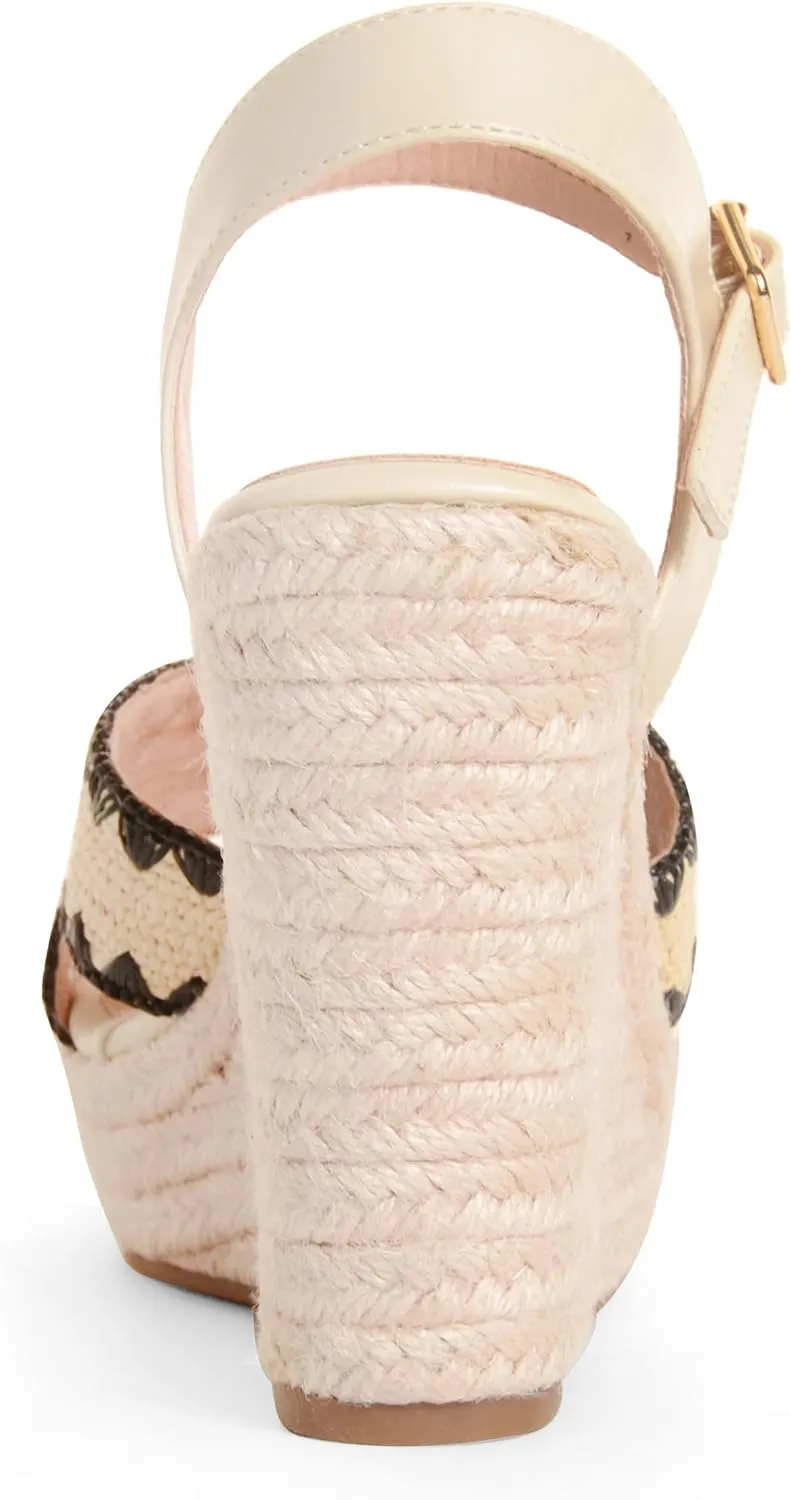 Espadrille Wedge Sandals for Women, Women's Platform Wedge Heels, High Heel Summer Wedges for Women with Breathable Knitted Textile Upper Open Toe Ankle Strap