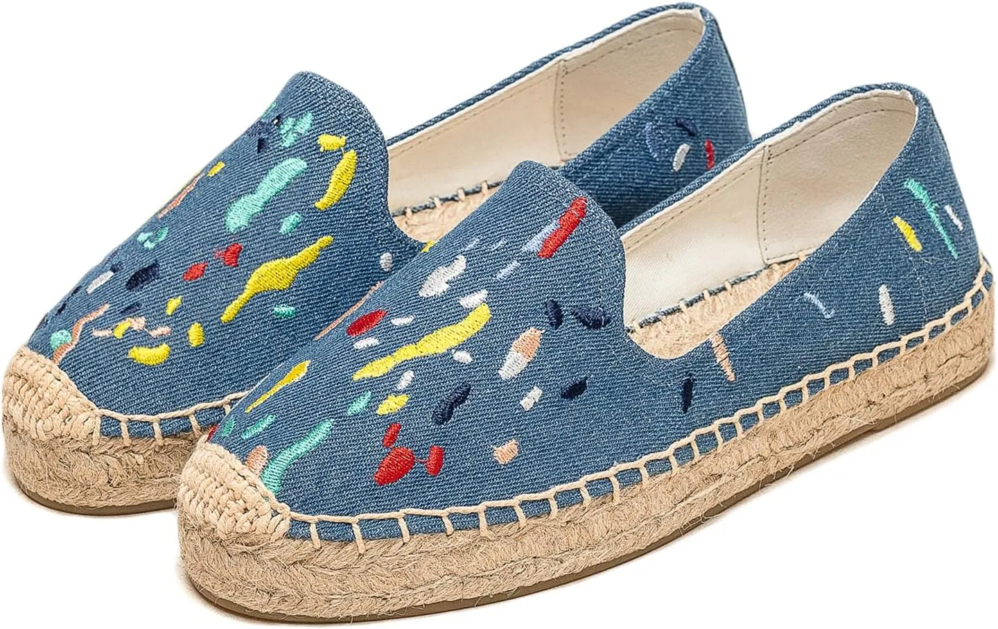 Espadrilles Loafers for Women - Comfort Round-Toe Women's Espadrille Simple Embroidered Espadrille Easy to Wear Suitable for Match T-Shirts,Dress,Jeans