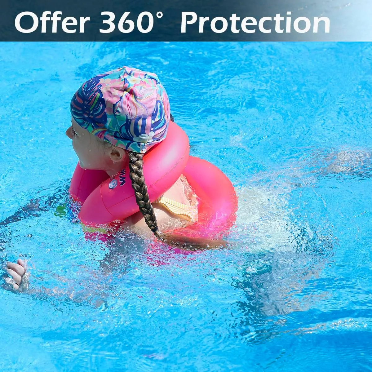 Floaties Swim Vest for Child, Portable Inflatable Pool Floats Swimming Ring with Adjustable Safety Buckle, Safety Swim Arm Bands with Double Surround Air Bag, Durable Float Tube for Kids